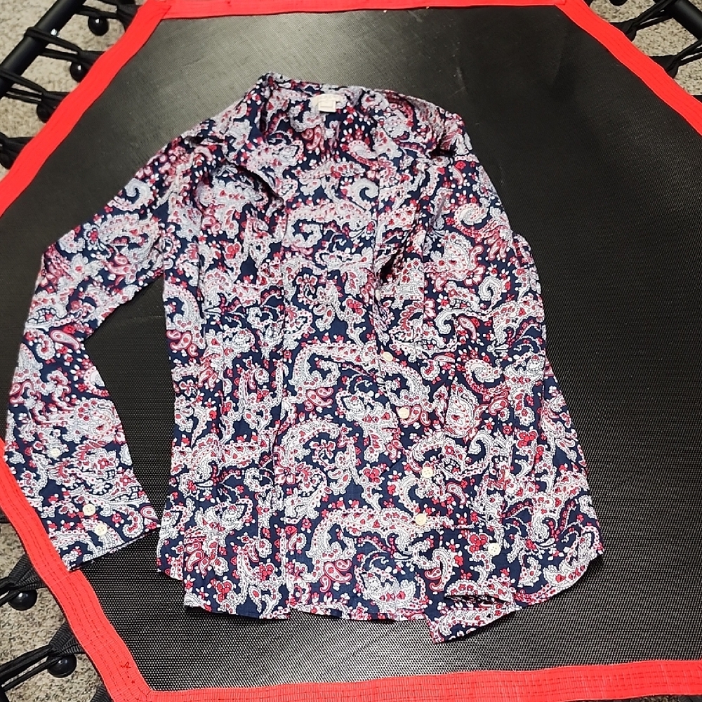 J Crew Paisley Button Button Down Dress Top XS #5